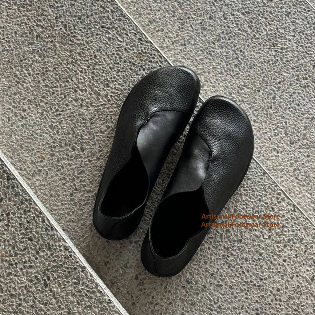 FLAT BLACK - Soft Sole Slip-On Loafers - Classic Silhouette, All-Day Ease