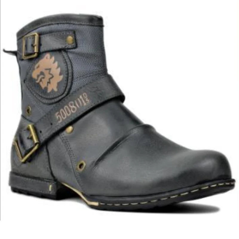 IRON RIDER - Knee-High Cowboy Boots - Buckle Up, Ride Out