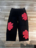Floral Print Wide Leg Jeans - High Waist