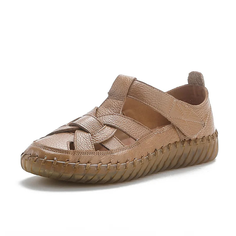 New patches gladiator sandals women's handmade bohemian shoes big size 43 woman real leather sandal ladies patchwork strap flats