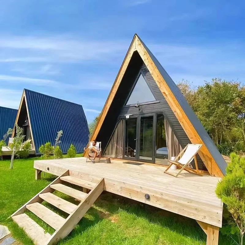 A-Frame Prefab Homes - Triangular Luxury Villas Fast Install Terrace