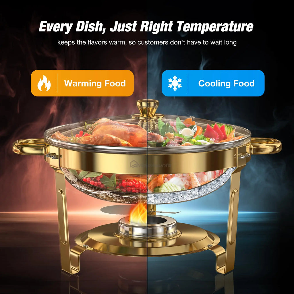 Chafing Dish Buffet Set - 5QT Gold Stainless - Party Ready