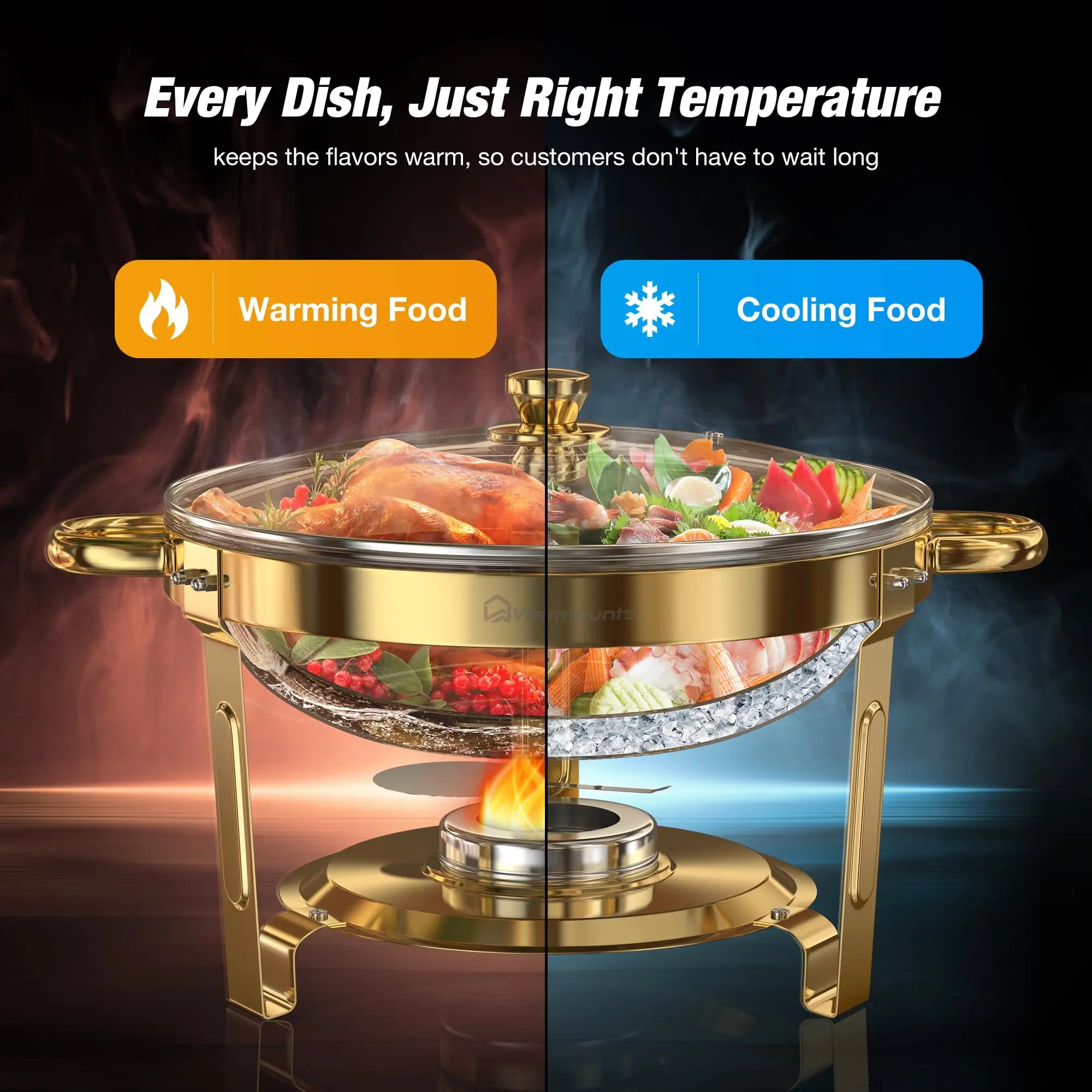 Chafing Dish Buffet Set - 5QT Gold Stainless - Party Ready