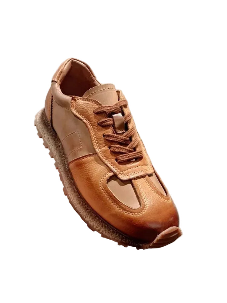 RETRO LIFT - Men's Genuine Leather Platform Sneakers - Retro Lace Up, Height Increasing, Skateboard Style