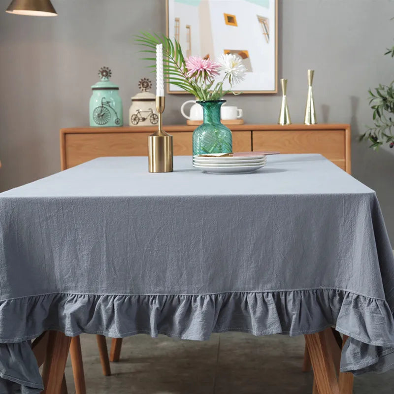 RUFFLE COTTON TABLECLOTH - 8 Colors, 14 Sizes - Gathered Tables