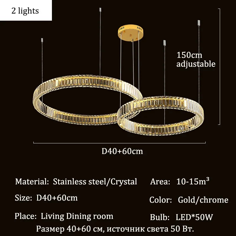 HALO LUXE – 4-Ring Crystal Chandelier