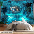 BLUE CAVE WATERFALL TAPESTRY - Polyester - Modern Wall Art