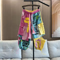 Personality Hip Hop Patchwork Pockets Jeans Women's Spring And Summer New Drawstring Ripped Streetwear Straight Leg Harem Pants