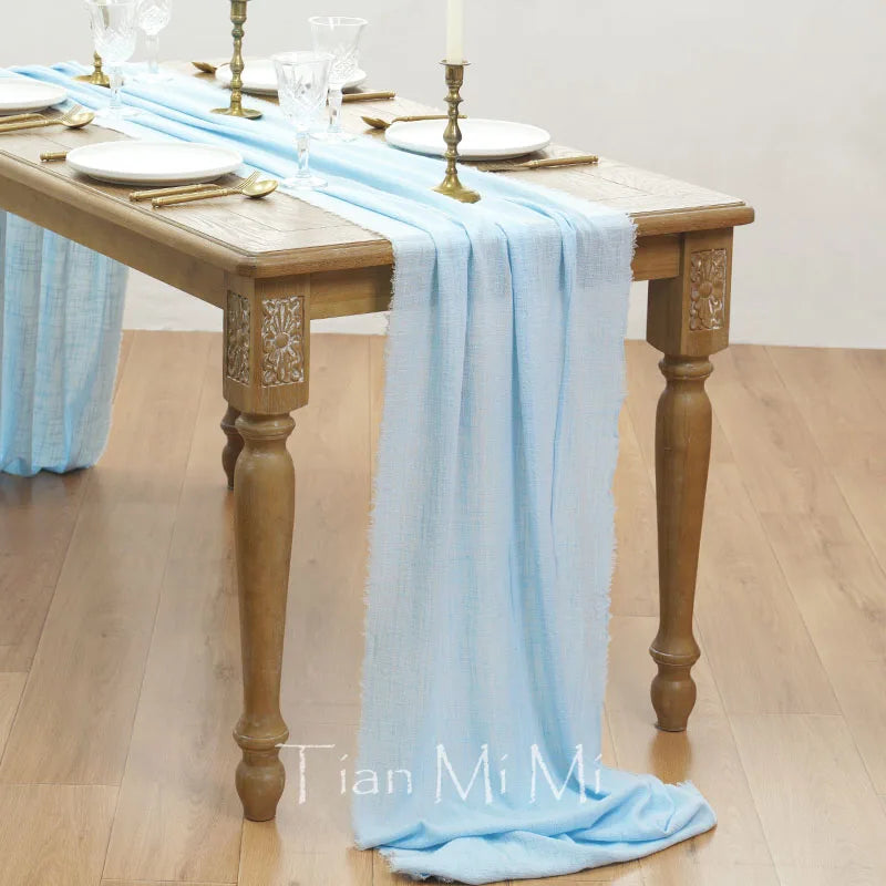 COTTON GAUZE TABLE RUNNER - 23 Colors, 40 & 62cm Wide, Up to 10m - Rustic Tables