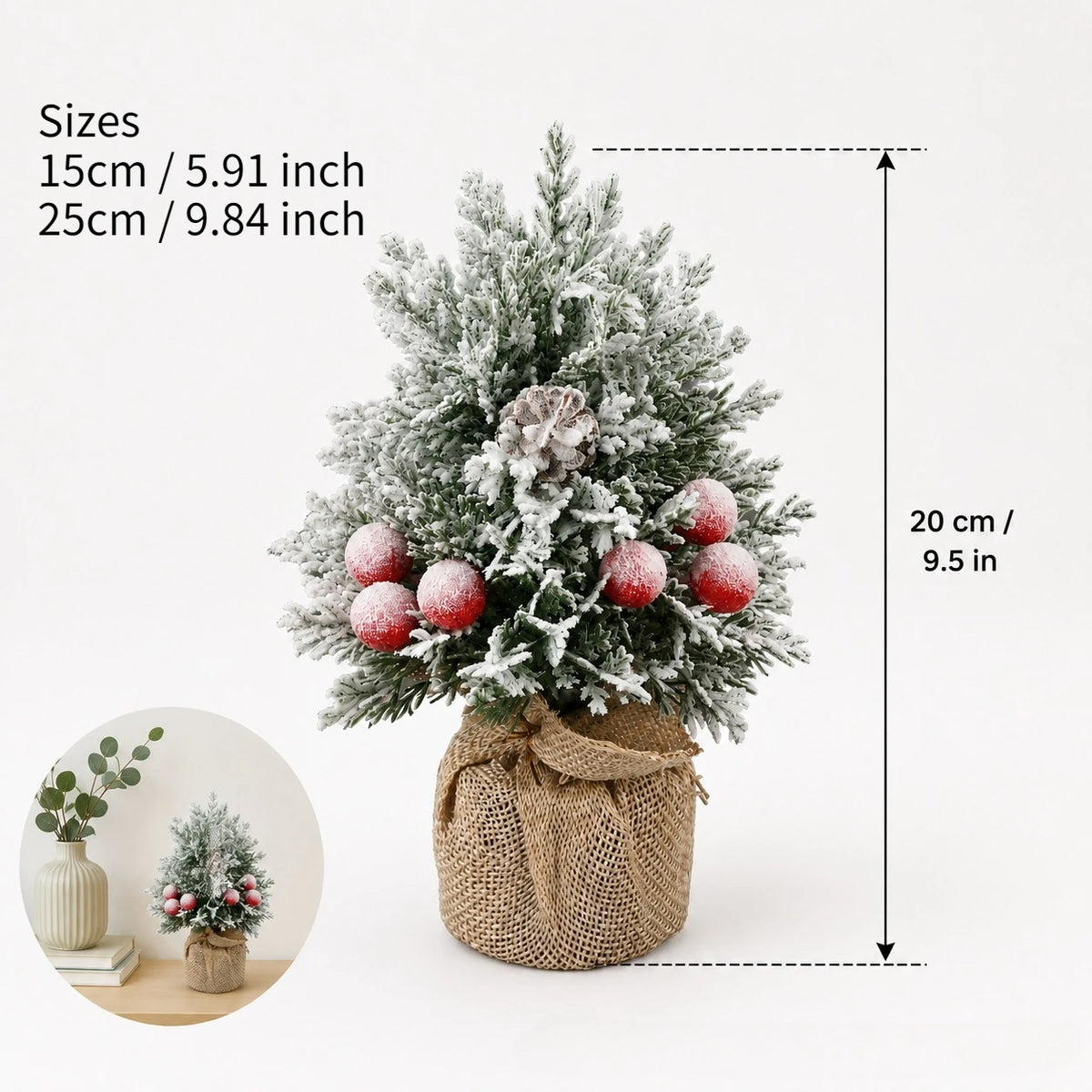 Snowy Berry Mini Christmas Tree - 15–25 cm - Tabletop Winter