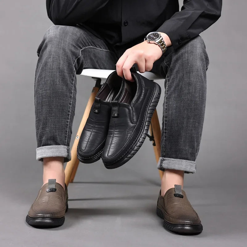 PENNY CLASSIC - Men's Retro Penny Loafer Genuine Cowhide Leather Shoes - Slip-On Casual Club Party Shoes