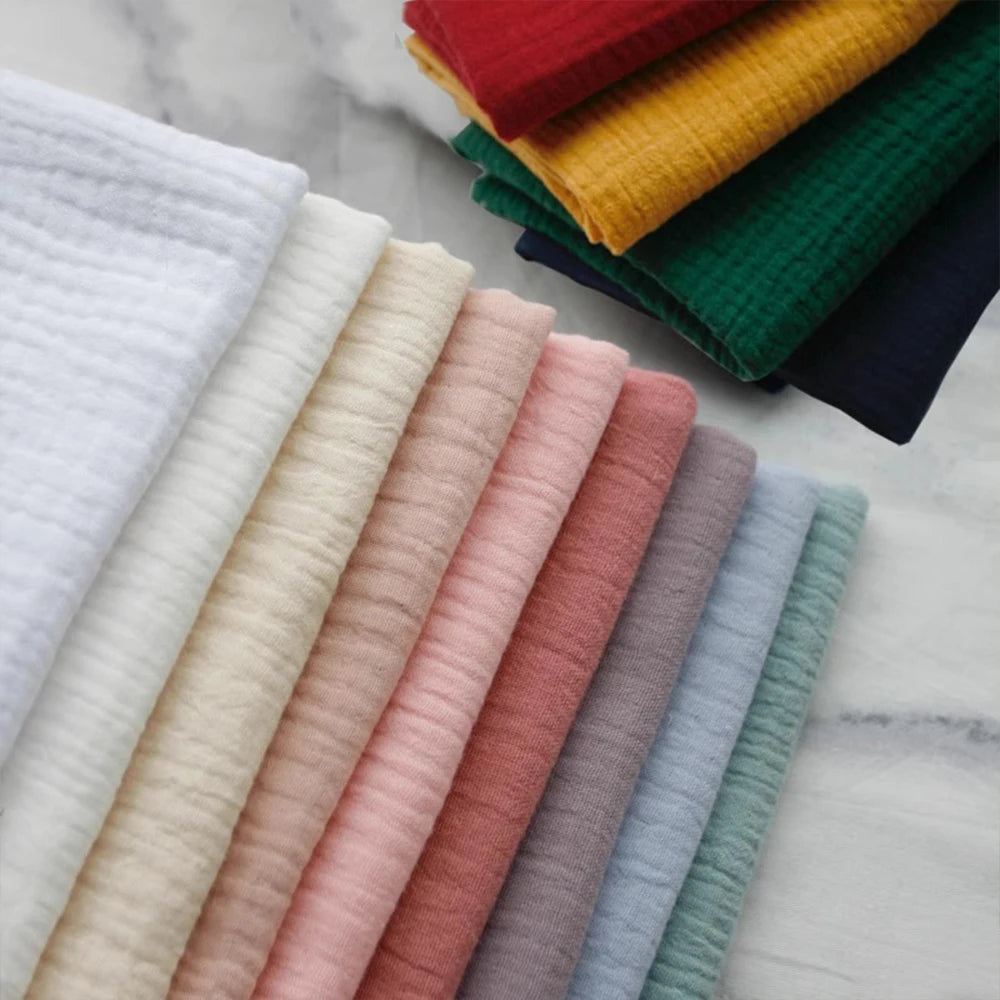 Wrinkle Double Layer Gauze Cotton Material Quilting Sewing Craft Fabric Table Runners Decor Cloth for Party Wedding Cheesecloth