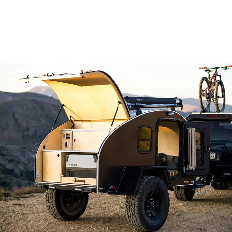 2026 Small Off Road Teardrop Caravan Customizable Camping Travel Trailer with Tent