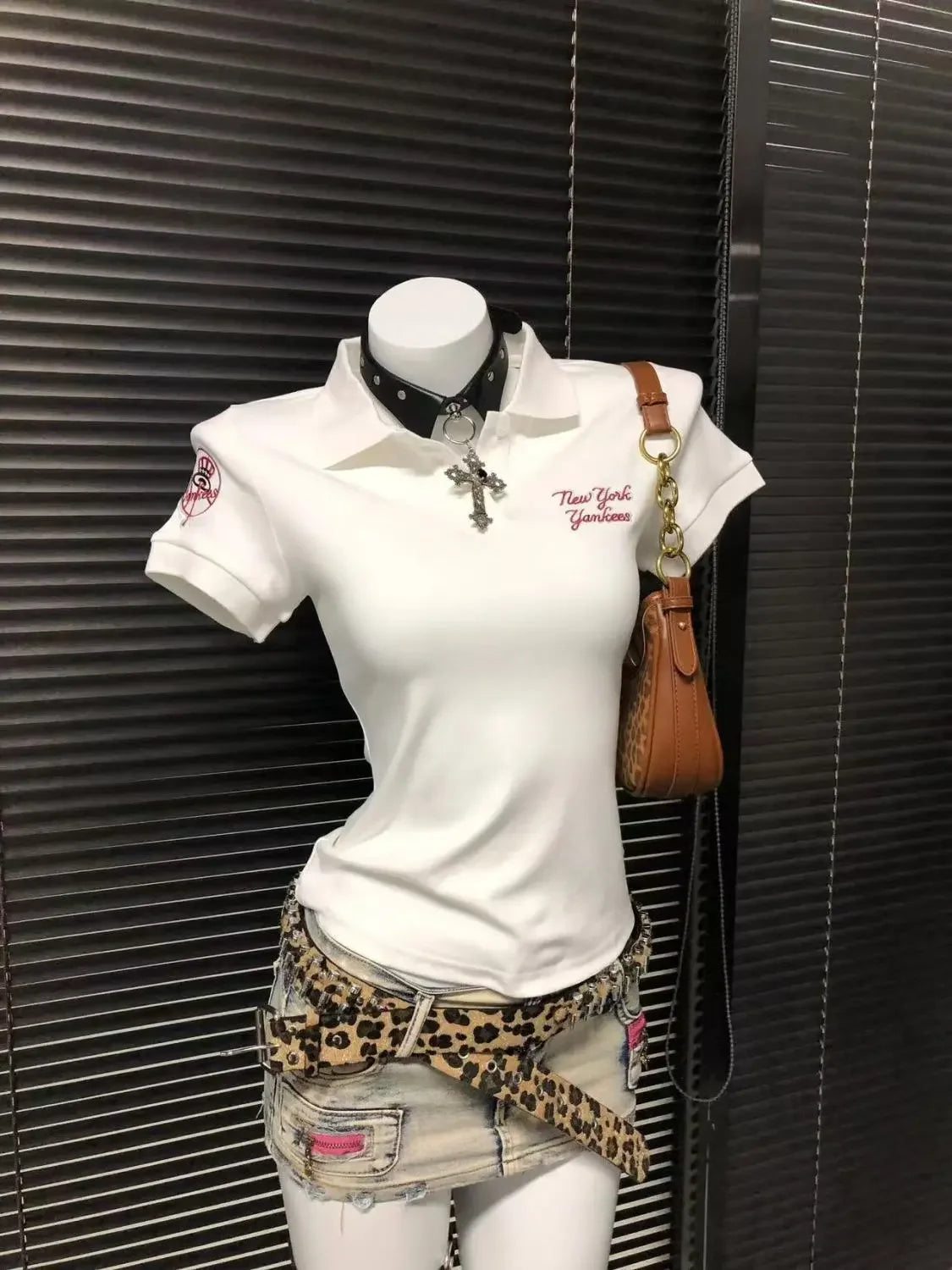 American retro vintage letter polo shirt patchwork short sleeved polo shirt women summer top trend shirts women streetwear