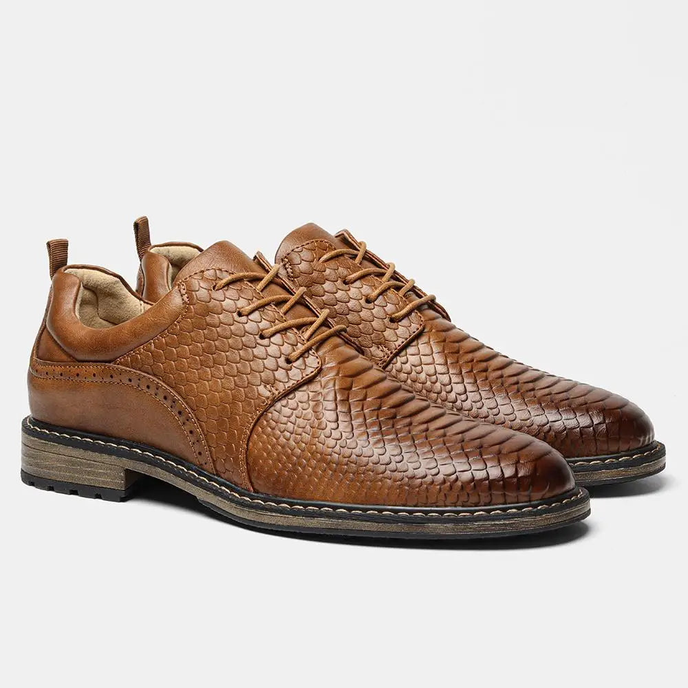 Men's Casual Derby Shoes - Fashion Lace-Up Leather Dress Shoes