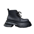 Men's Height Increasing Ankle Boots - +7cm Lace-Up Matte Thick Sole Work Style