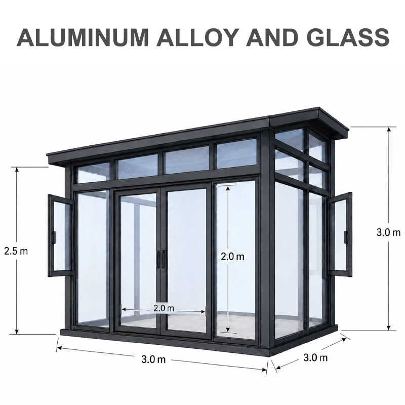 MODULAR SUNROOM - Aluminum Frame, Glass or PU Panels - Custom Garden Retreat