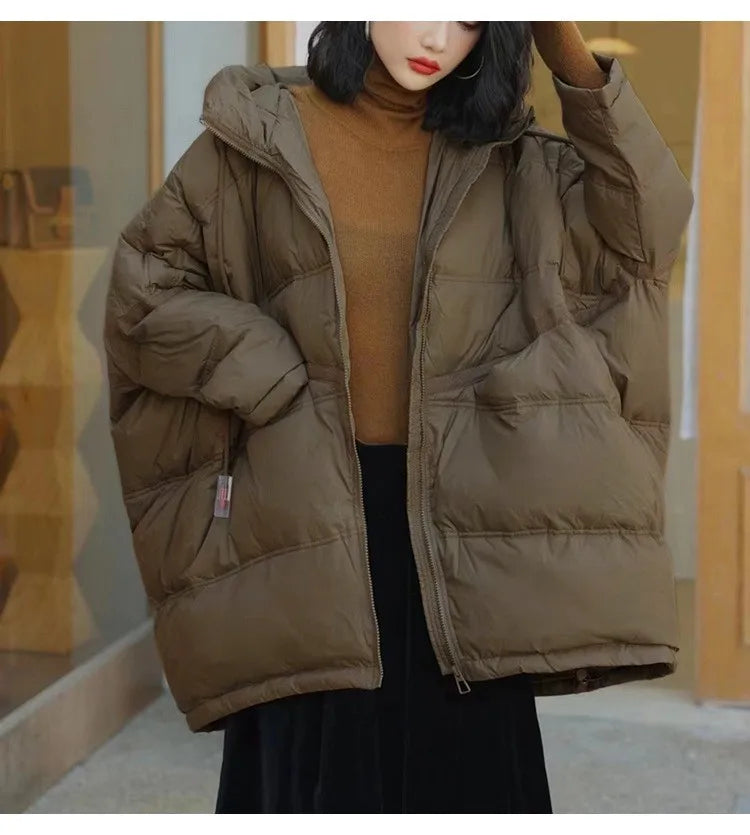 Oversized Hooded Puffer Coat – Duck Down