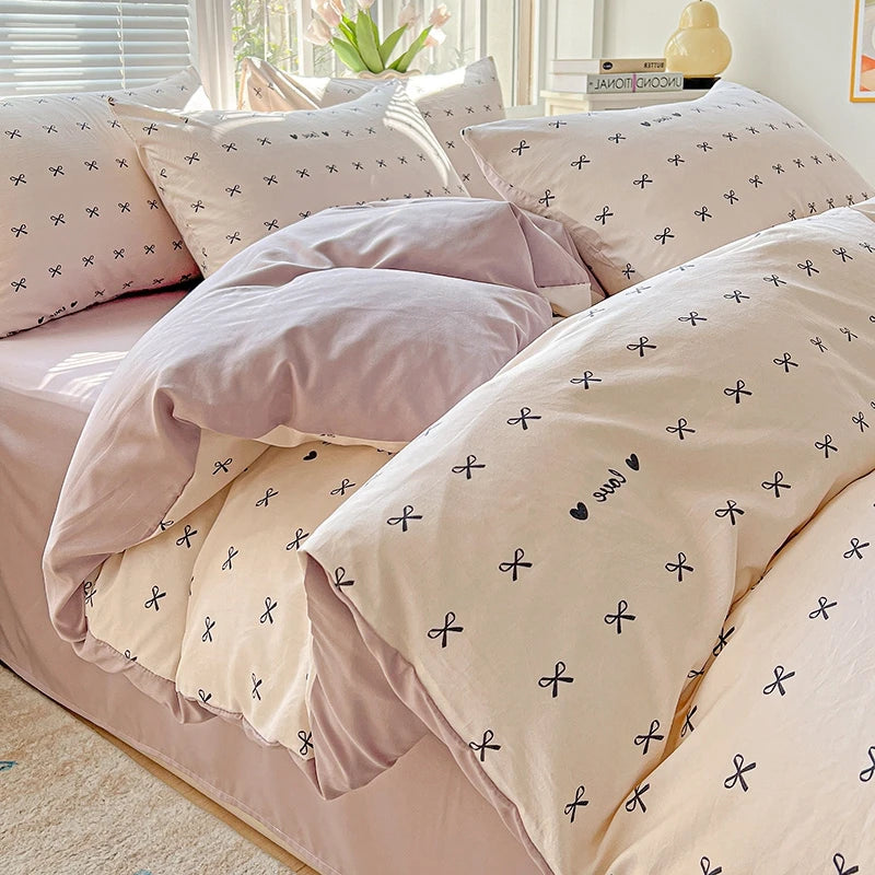 FLORAL DOUBLE YARN DUVET COVER - Washed Polyester, 14 Patterns - Soft Nights