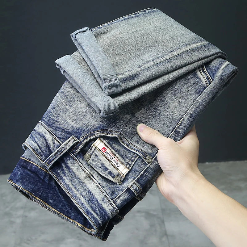 MOTO SLIM - Men's Retro Slim Skinny Jeans - Vintage Wash, W28–38