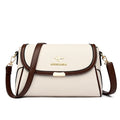 Elegant Small Crossbody Bag - Cream & Brown Messenger