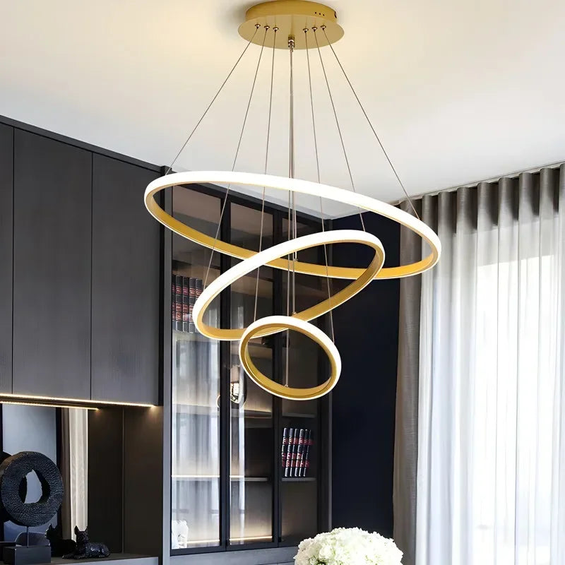 Modern Pendant Chandelier – Gold/White/Black, Dining & Bedroom