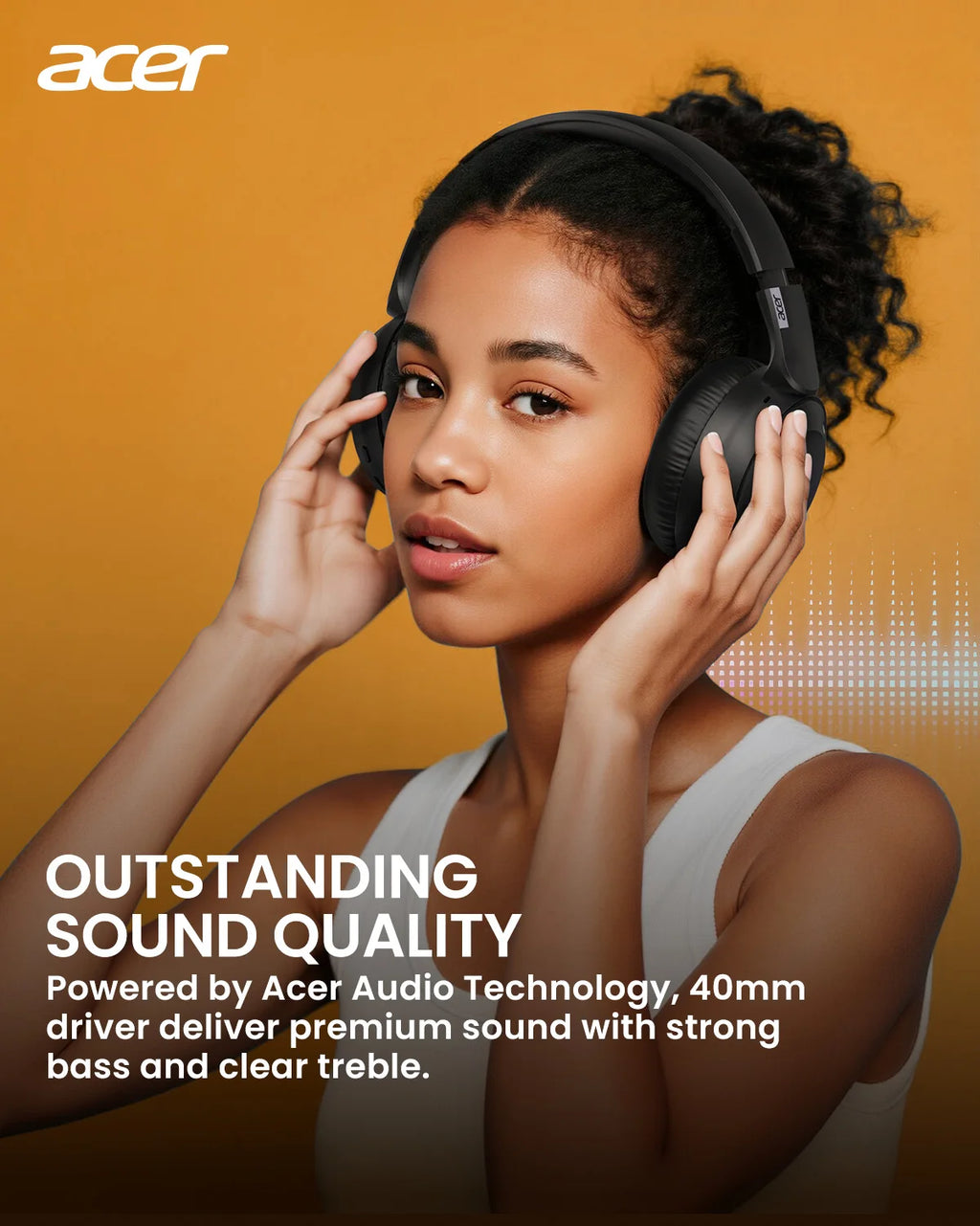 Acer OHR205 Wireless Headphones - Foldable Over-Ear, Multipoint
