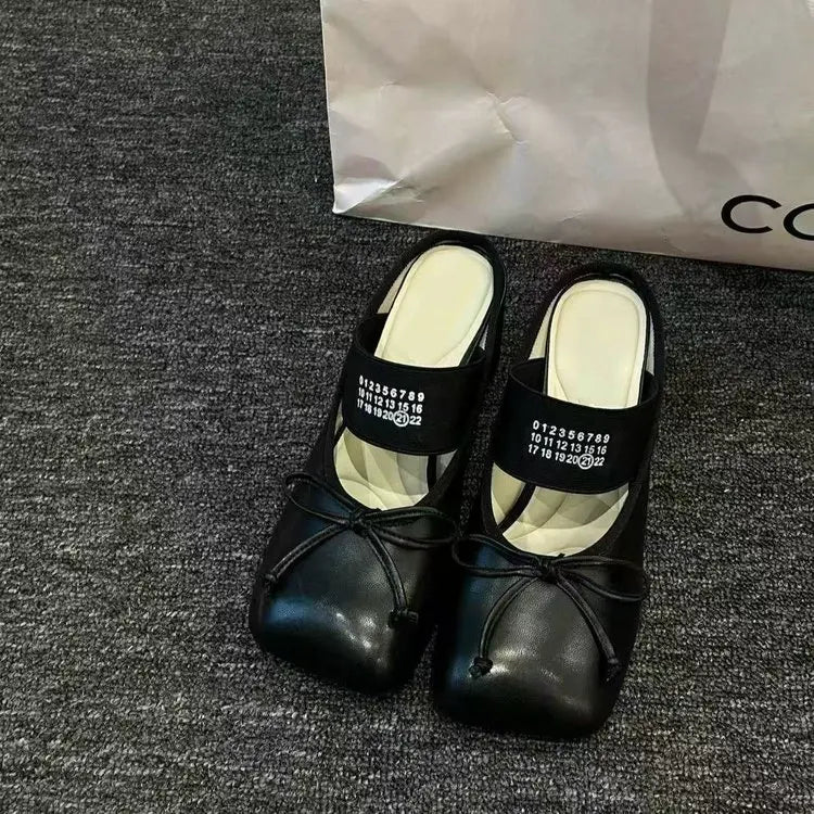 Women's Shoes 2026 Spring New Retro Block Heel Baotou Drag Mary Jane Shoes Slippers