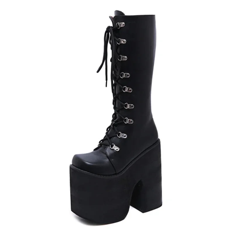 Extreme High Heel Punk Knee-High Boots – Thick Platform
