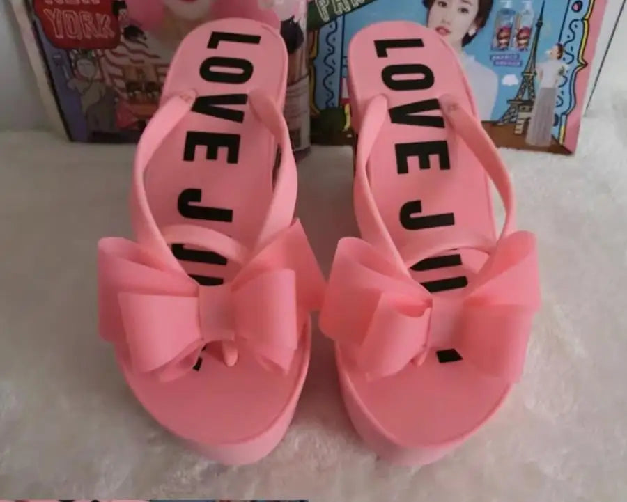 Platform Wedges Sandals Wedges Flip Flops High Heel Sandals Slippers White Beach Sandals Bohemia Flip Flops Pink size 32--43