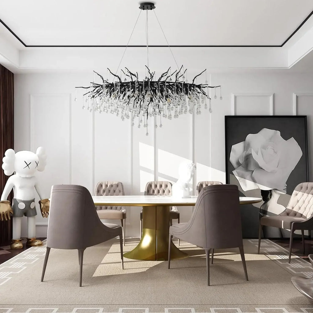 Water Drop Crystal Chandelier – Chrome/Gold/Black, Multi-Size