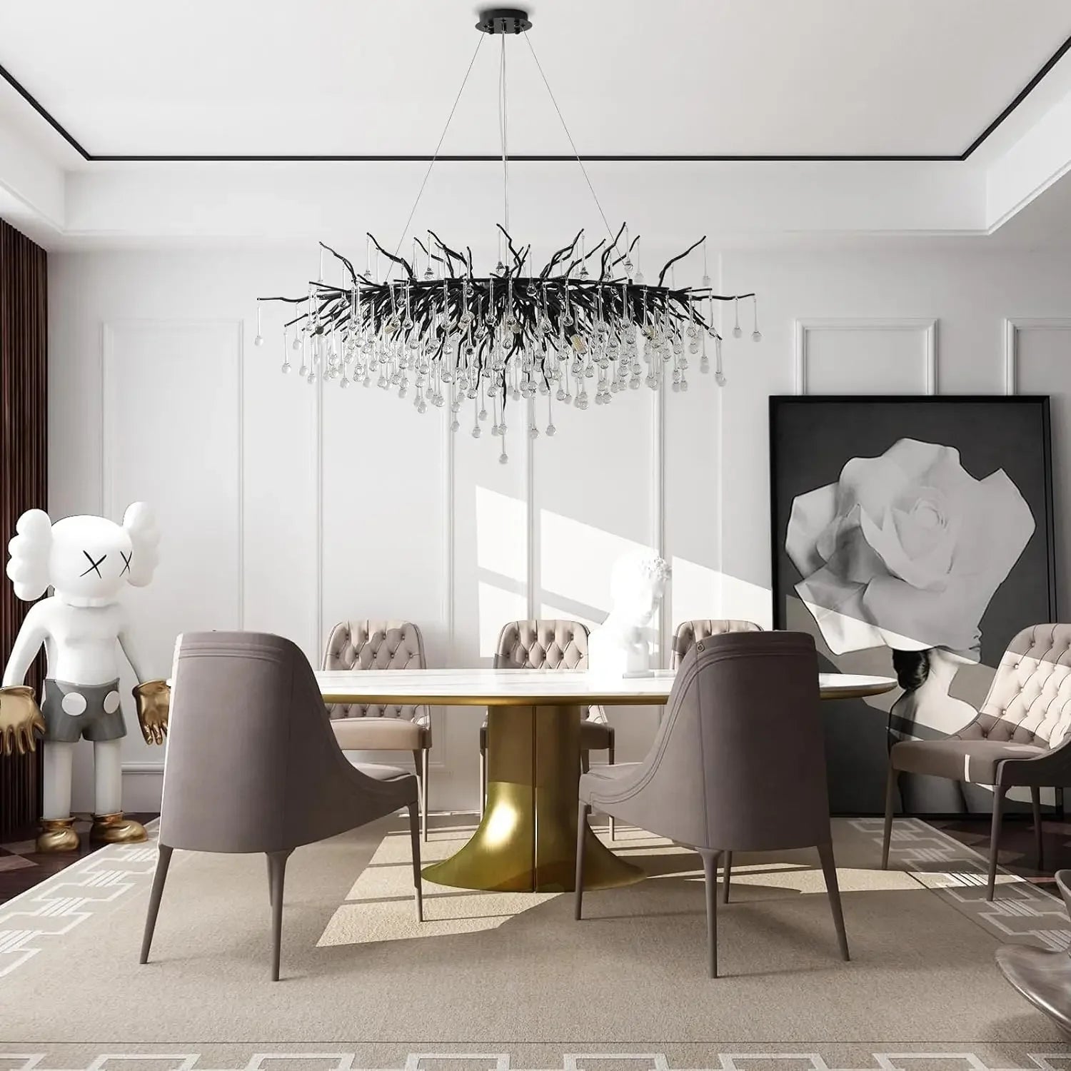 Water Drop Crystal Chandelier – Chrome/Gold/Black, Multi-Size