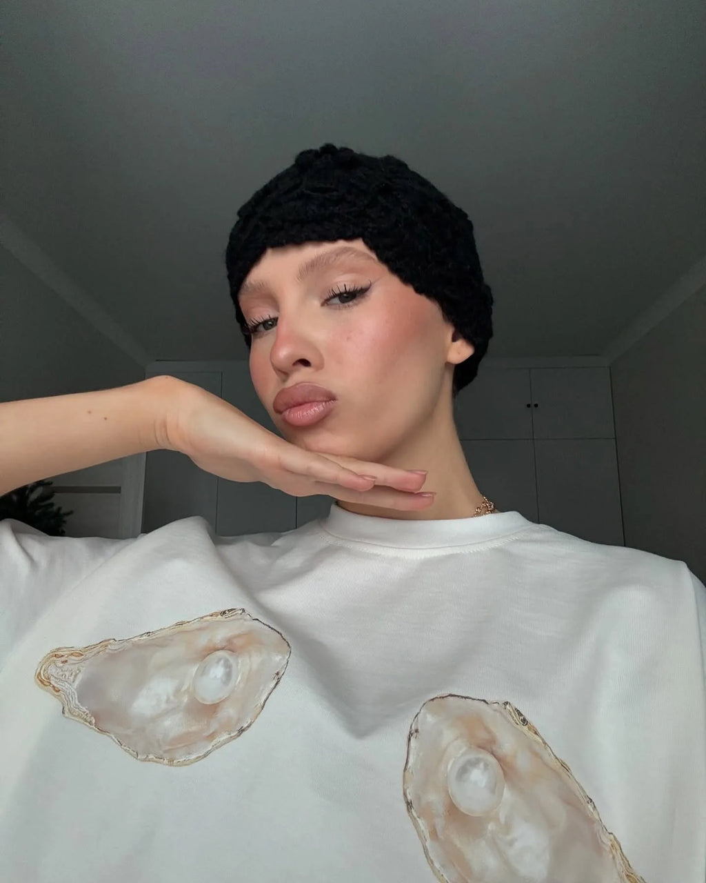 Summer Russian Street Y2k Shell Printed Short-sleeved T-shirt Women Casual American Round Neck Comfortable Half-sleeved T-shirt