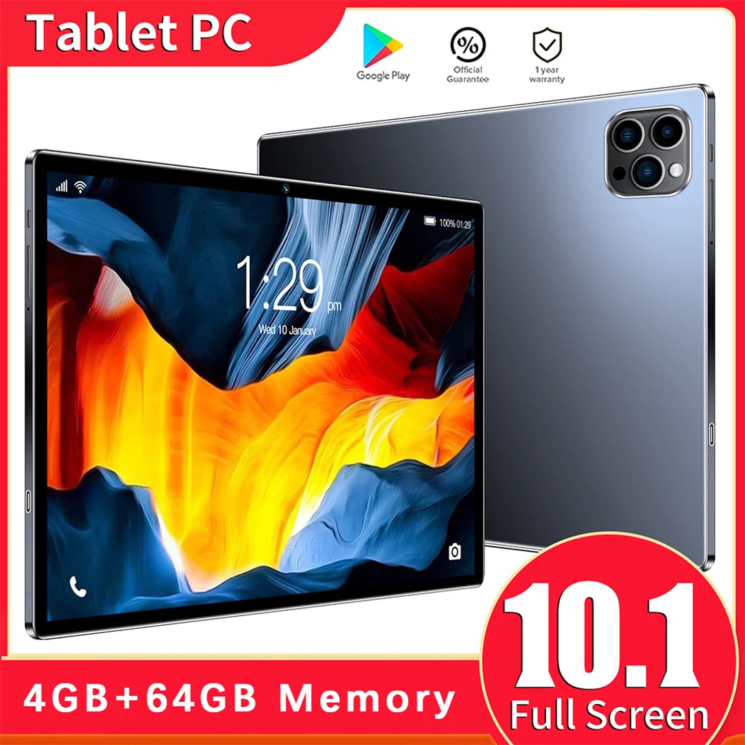10.1" Tablet PC 4GB 64GB – Octa Core Dual SIM 3G WiFi