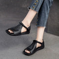 Women's Hook & Loop Flat Sandals Summer - Open-Toe Casual Beach Shoes, Comfortable Soft Sole Walking Sandals for Daily & Vacation