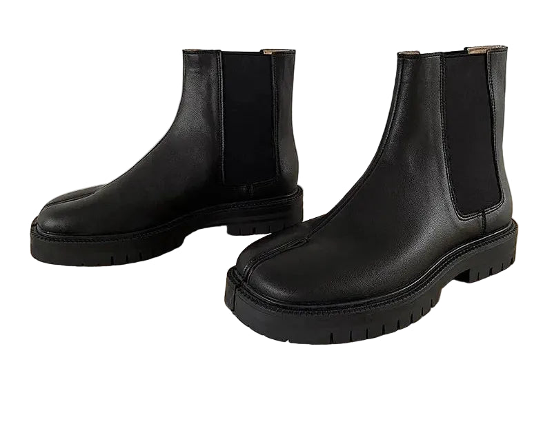 Chelsea Boots - Slip-On Round Toe Low Heel Korean British Style - Men & Women