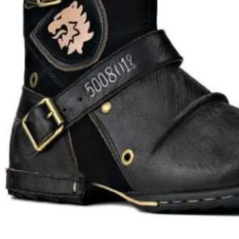 ETHNIC EDGE - Men's Retro Ankle Boots - Buckle Strap, Plush Lining, Plus Size EU 39–48