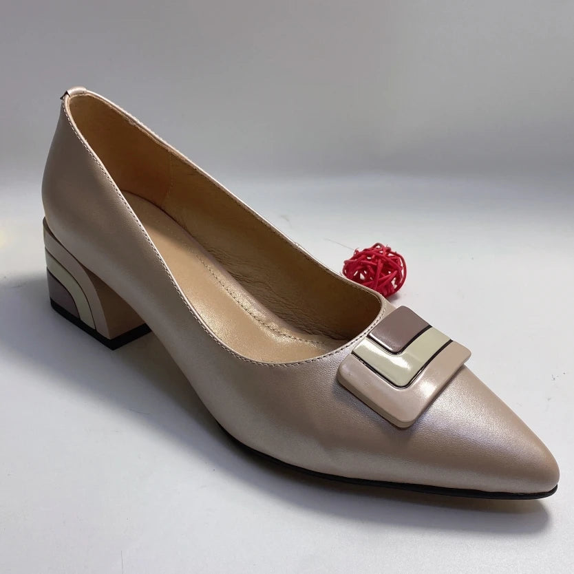 【JOCHEBED HU】Summer Genuine Leather Chunky Sandals Sexy Women High Heels Shoes New Brand Party Designer Slingback Pumps 33-46