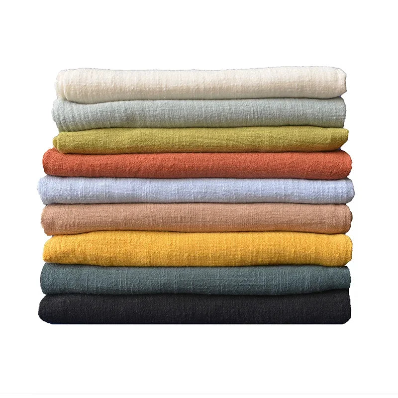 BAMBOO LINEN FABRIC BY THE METER - Sand Washed Cotton Linen Cloth Soft Drape Microtransparent for Dresses & Sewing - 22 Colors
