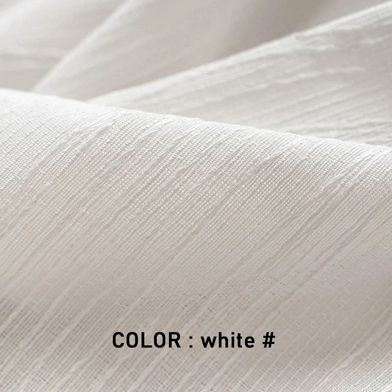 JACQUARD LINEN SHEER CURTAINS - Soft Voile Panel Custom Size - Natural & Airy