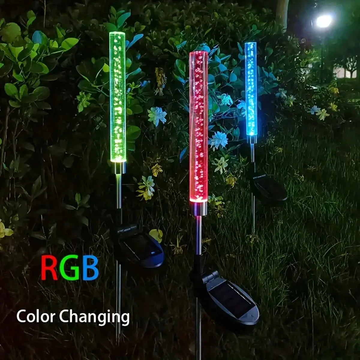 Solar Bubble Garden Lights - RGB Glow - Pathway Magic