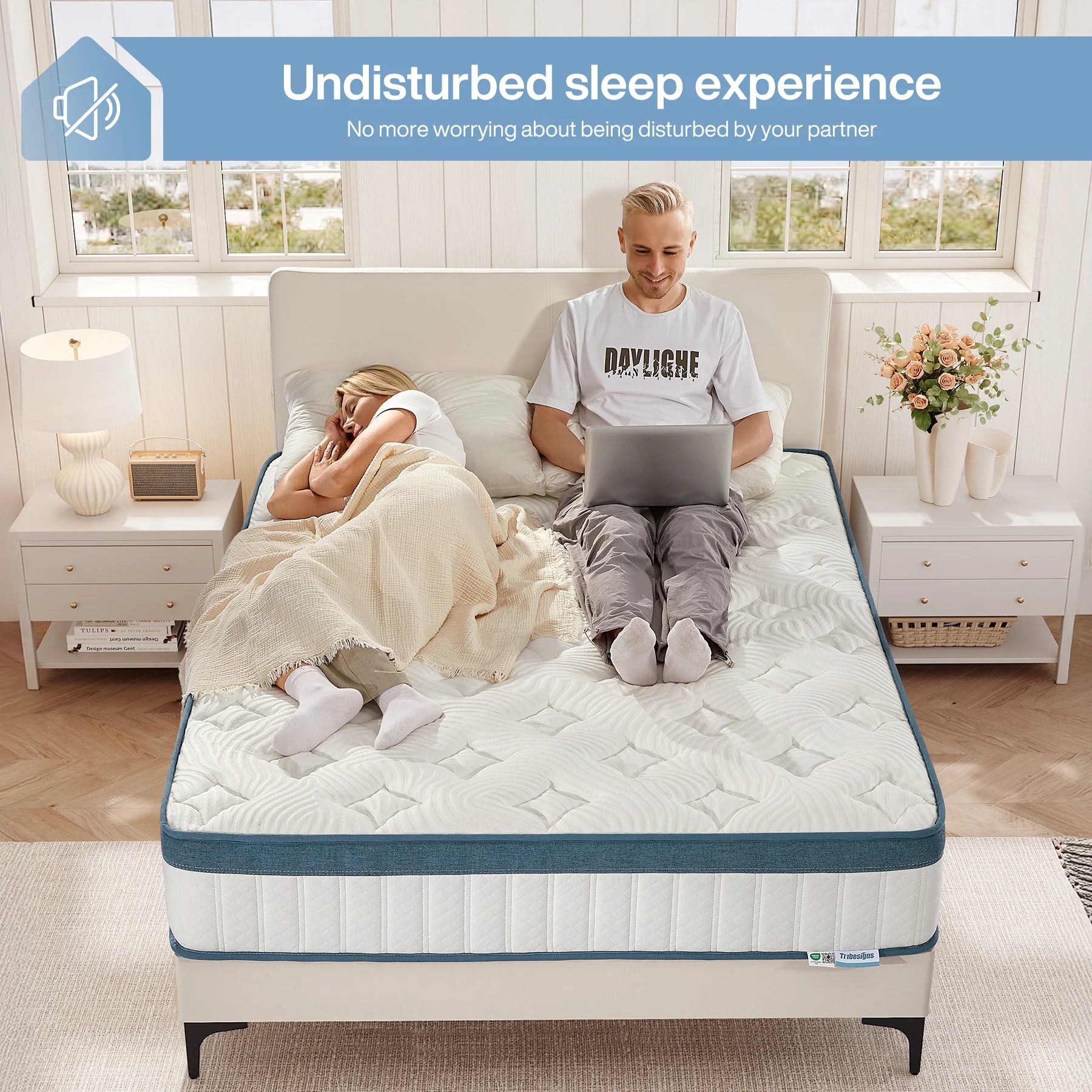 Tribesigns Pocket Spring Mattress 160x200cm – 7-Zone, H3, OEKO-TEX