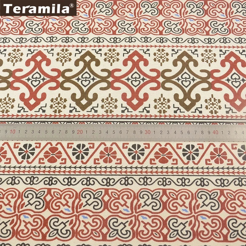 PRINTED CANVAS LINEN FABRIC - Cotton Linen Blend by the Yard - Bold Patterns for DIY