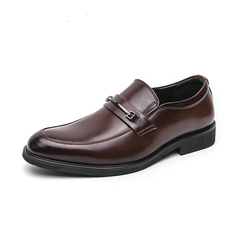 CLASSIC STEP - Men's Formal Leather Slip-On Loafers - Business, Office & Wedding Dress Shoes