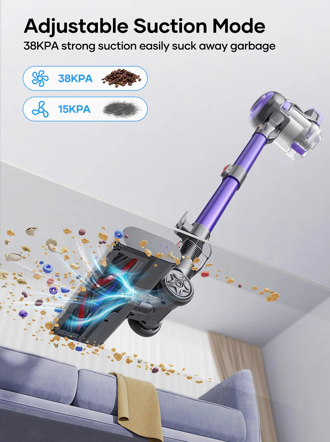 Laresar V10 Lite Cordless Vacuum Cleaner – 38000Pa Strong Suction, 45 Min Runtime