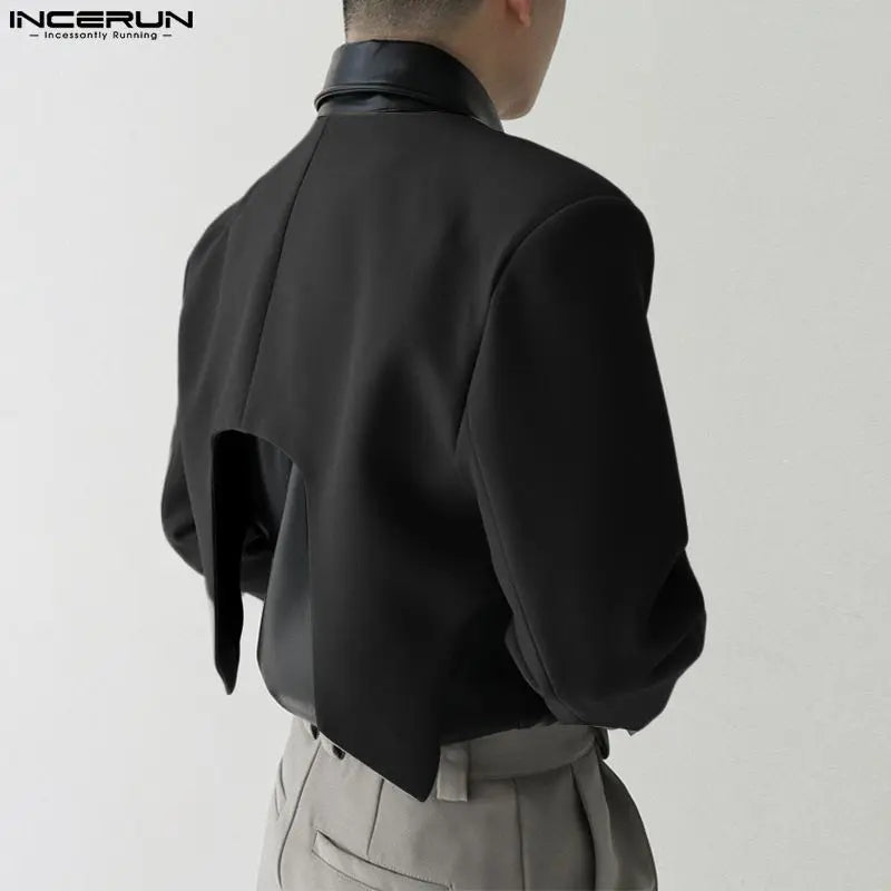 CROP BLAZER - Men's Solid Color Open Stitch Irregular Crop Blazer - 2 Colors, S–5XL