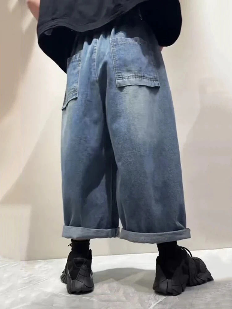 Wide Leg Elastic Waist Jeans