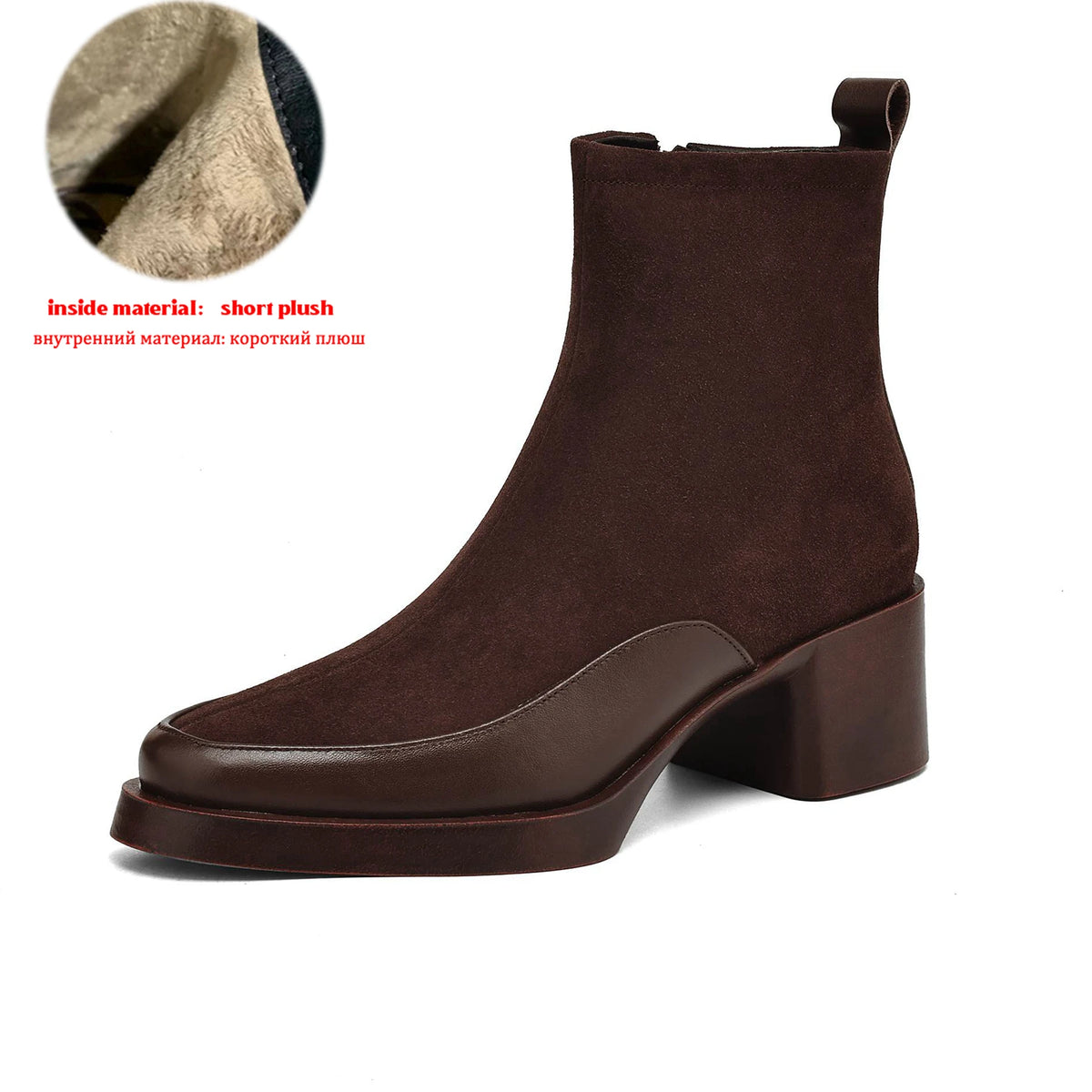 SUEDE LUXE - Women's Cow Suede Platform Ankle Boots - High Heel, Round Toe, Winter