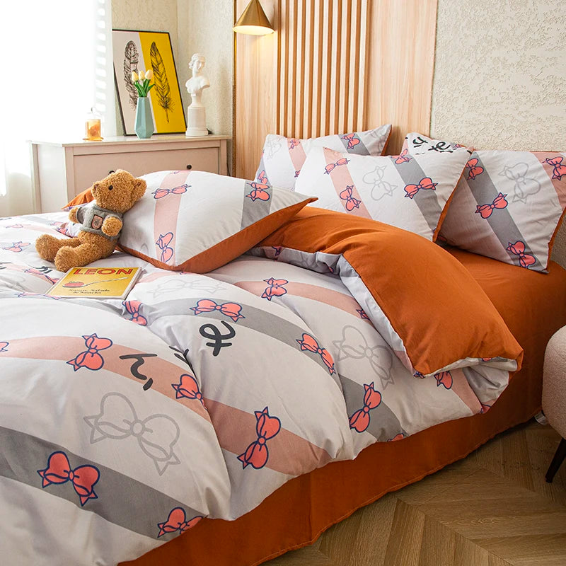 BLOOM & REST - Flower Printed Duvet Cover - Washed Cotton, Without Pillowcase