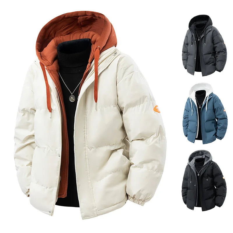 HEAVY DUTY - Men's Quilted Hooded Puffer Parka - Thick Loose Winter Coat